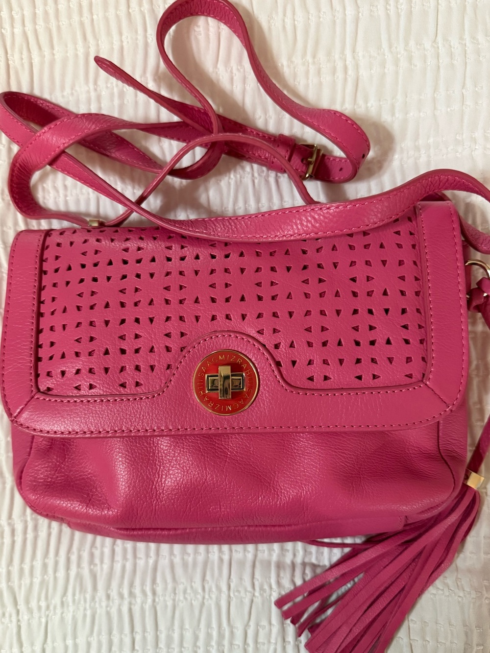 Isaac Mizrahi Pink Leather Crossbody Bag